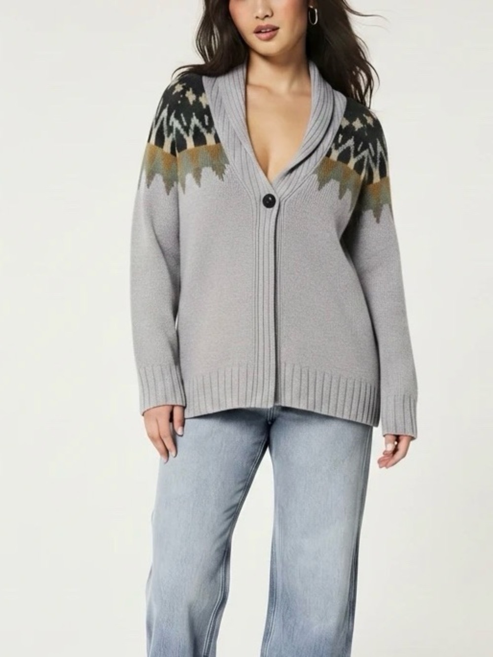 Coldwater Creek Grey Knit Cardigan Sweater